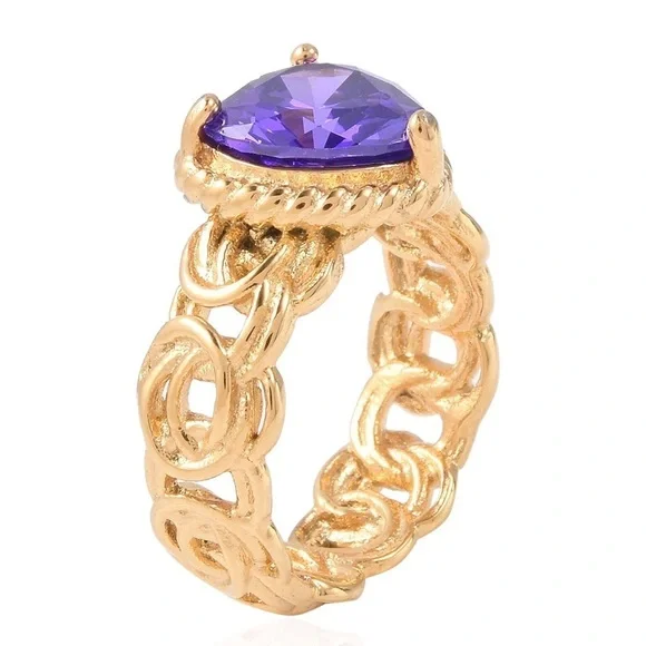 Purple HEART CZ Diamond RING NWTS - Picture 6 of 7